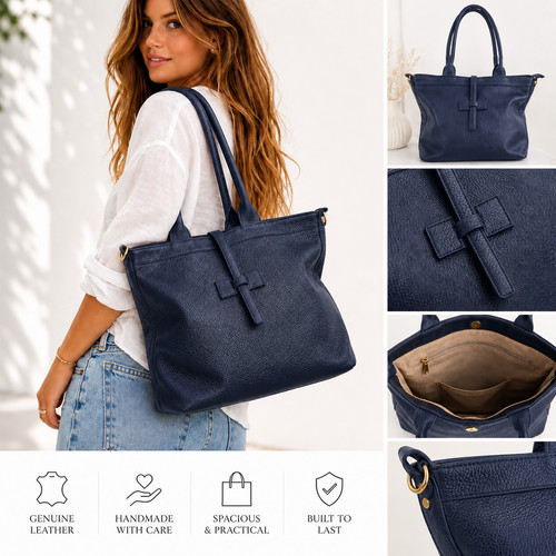Damen leder handtasche shopper - handtasche,