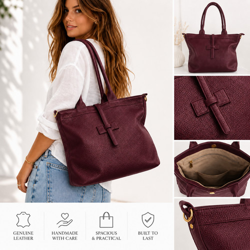 Damen leder handtasche shopper - leder,