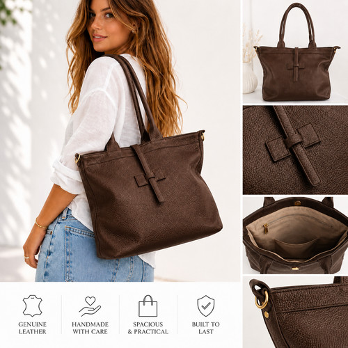 Damen leder handtasche shopper - leder,